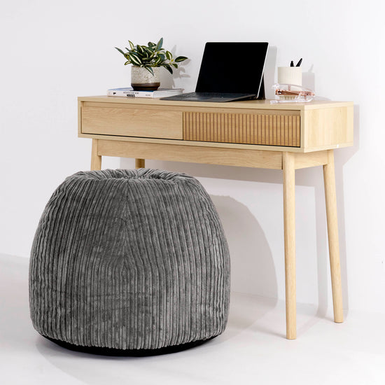 Ergonomisk Kontor-pouf Stol - Klassisk Jernbanefløjl Grafit Grå - 02