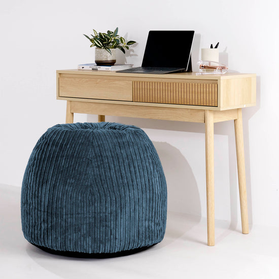 Ergonomisk Kontor-pouf Stol - Klassisk Jernbanefløjl Navy - 02