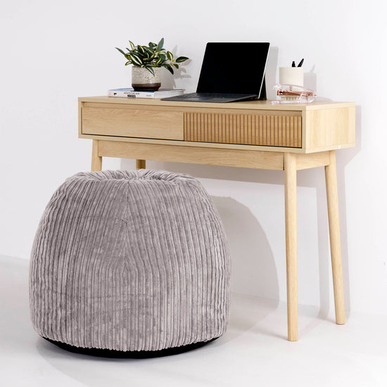 Ergonomisk Kontor-pouf Stol - Klassisk Jernbanefløjl Sølvgrå - 02