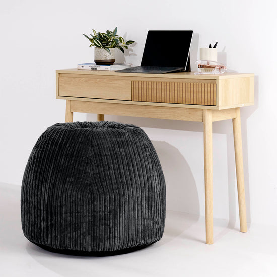 Ergonomisk Kontor-pouf Stol - Klassisk Jernbanefløjl Sort - 02