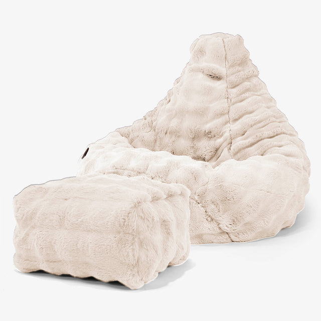 Gamer Sækkestol - Imiteret Pels Bubble Cremefarvet 01