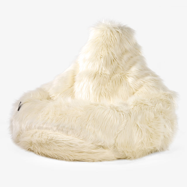 Gamer Sækkestol - Mongolsk Imiteret Pels Cremefarvet 01