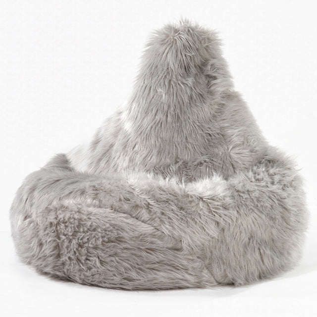 Gamer Sækkestol - Mongolsk Imiteret Pels Grå 01