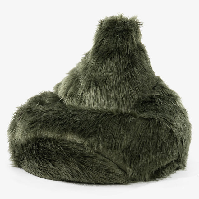 Gamer Sækkestol - Mongolsk Imiteret Pels Salviegrøn 01