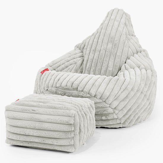 Gamer Sækkestol - Ultraplysfløjl Salviegrøn 01