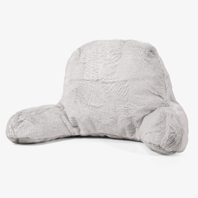 Høj Rygstøtte Læsepude - Imiteret Kaninpels Lysegrå 01