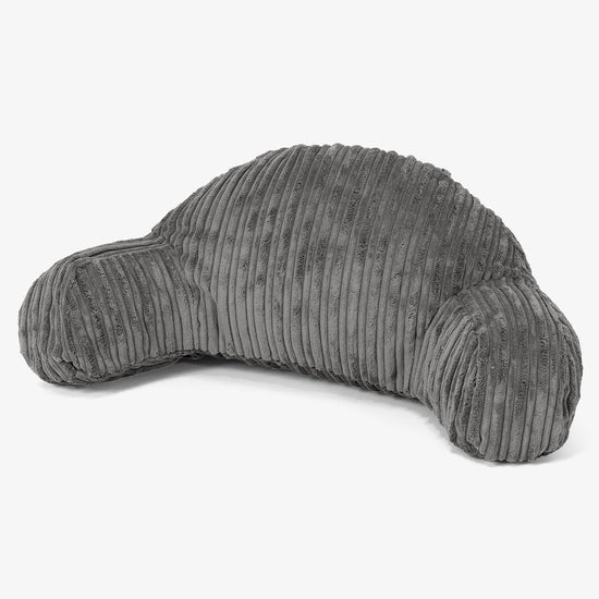 Høj Rygstøtte Læsepude til Børn - Klassisk Jernbanefløjl Grafit Grå 01