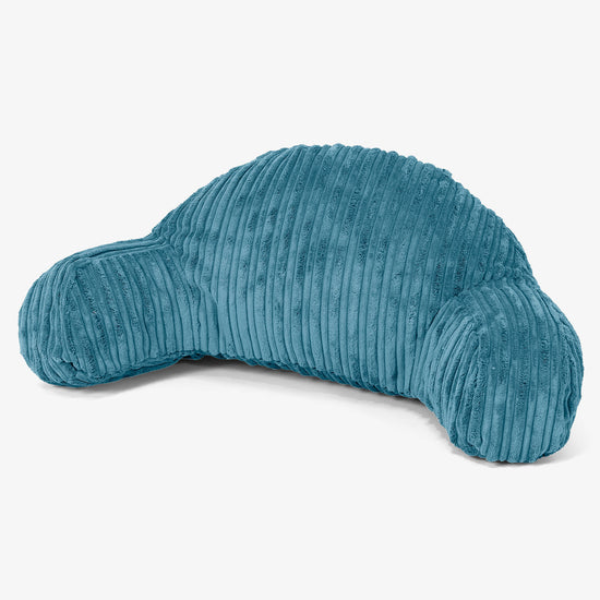 Høj Rygstøtte Læsepude til Børn - Klassisk Jernbanefløjl Turkis Blå 01