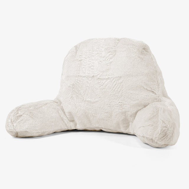 Høj Rygstøtte Læsepude - Imiteret Kaninpels Hvid 01