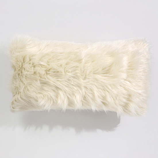 Kæmpe Pudebetræk 40 x 70cm - Mongolsk Imiteret Pels Cremefarvet 01