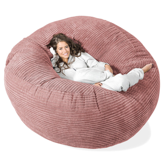 Kæmpe Sækkestol Sofa XXL 'Mega Mammut' - Klassisk Jernbanefløjl Fersken 01