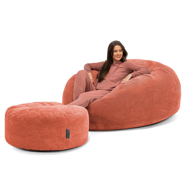Kæmpe Sækkestol Sofa XXL 'Mega Mammut' - Pom Pom Græskarorange 02