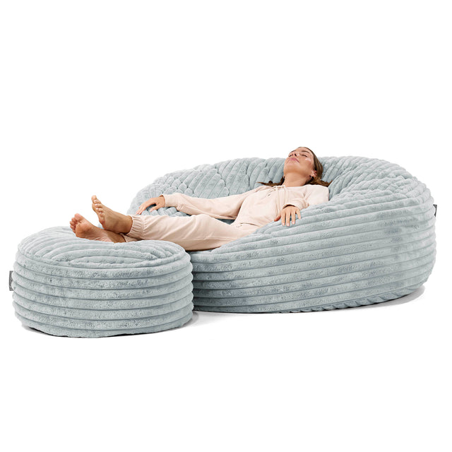 Kæmpe Sækkestol Sofa XXL 'Mega Mammut' - Ultraplysfløjl Andeægblå