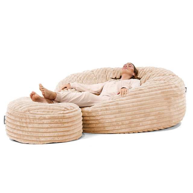 Kæmpe Sækkestol Sofa XXL 'Mega Mammut' - Ultraplysfløjl Fersken