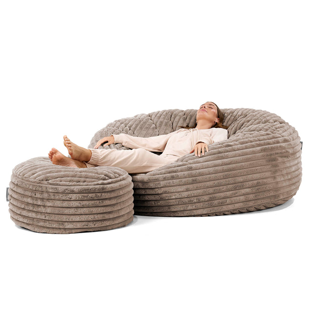 Kæmpe Sækkestol Sofa XXL 'Mega Mammut' - Ultraplysfløjl Mink