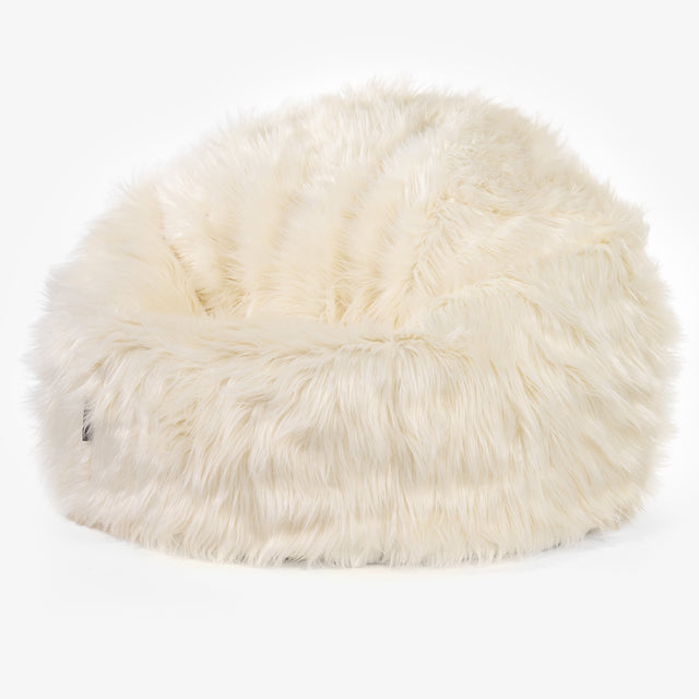 Klassisk Sækkestol - Mongolsk Imiteret Pels Cremefarvet 01