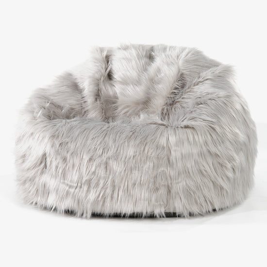 Klassisk Sækkestol - Mongolsk Imiteret Pels Grå 01