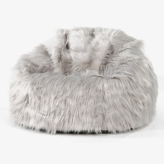 Klassisk Sækkestol - Mongolsk Imiteret Pels Grå 01
