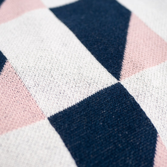 Lille Fodskammel - Strikket Geometrisk Blå 03