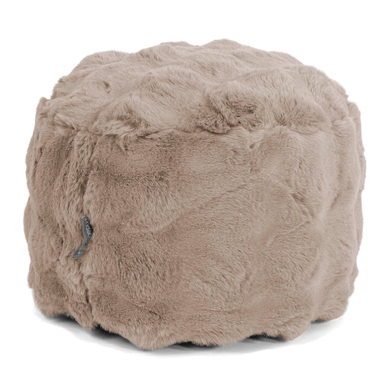 Lille Rund Fodskammel-Imiteret Pels Bubble Mink 01