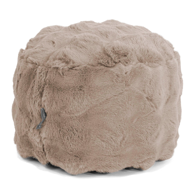 Lille Rund Fodskammel-Imiteret Pels Bubble Mink 01