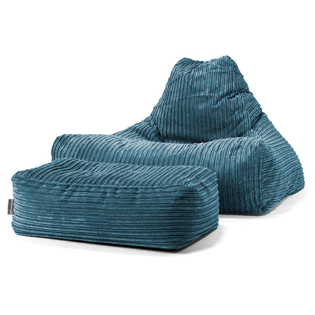 Lounge Sækkestol - Klassisk Jernbanefløjl Navy 01
