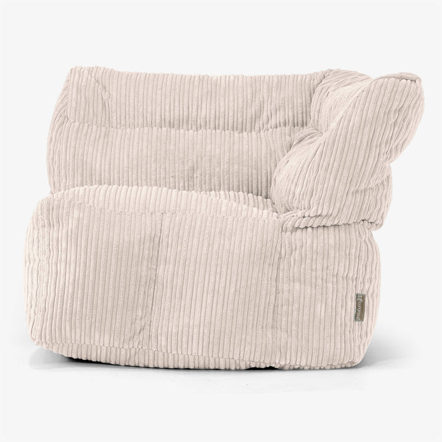 Modulsofa Sækkestol, Venstre Hjørne Sektion - Klassisk Jernbanefløjl Elfenben 01