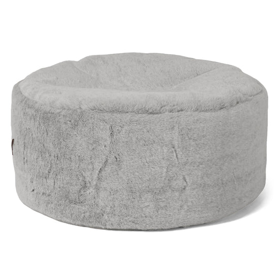 Ottoman Puf med Bakke - Imiteret Kaninpels Lysegrå - 02
