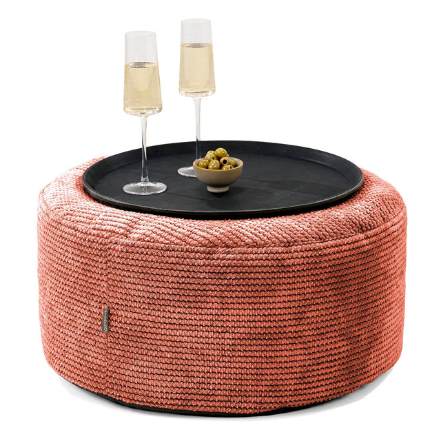 Ottoman Puf med Bakke - Pom Pom Græskarorange - 01