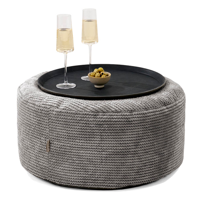 Ottoman Puf med Bakke - Pom Pom Kul Grå - 01