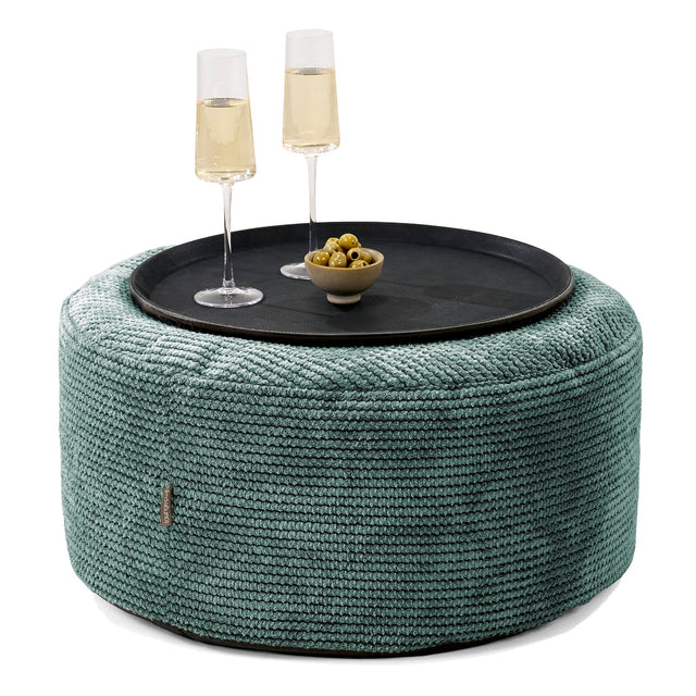 Ottoman Puf med Bakke - Pom Pom Mosgrøn - 01