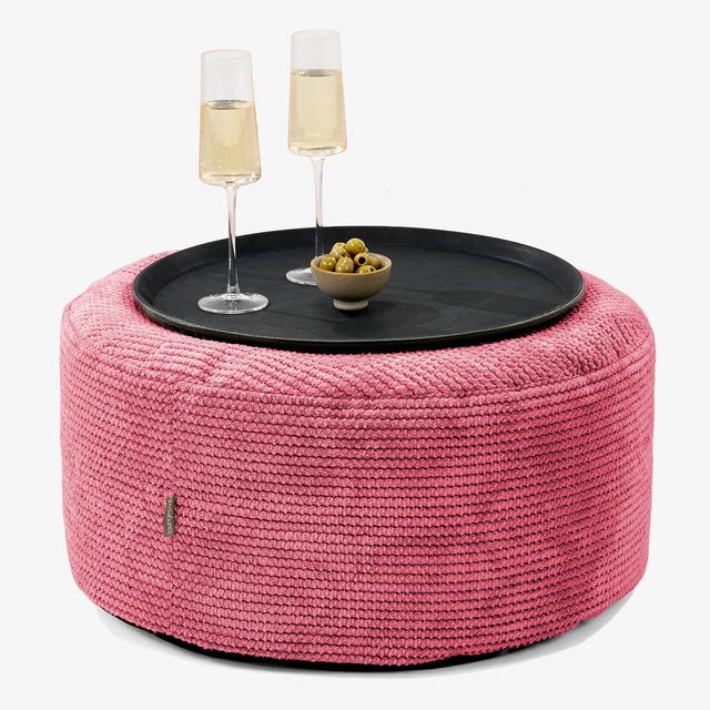 Ottoman Puf med Bakke - Pom Pom Pastelrød - 01