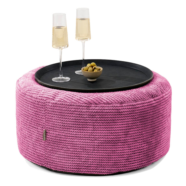 Ottoman Puf med Bakke - Pom Pom Pink - 01