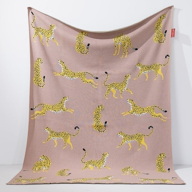 Plaid / Tæppe - Strikket Gepard Pink 01