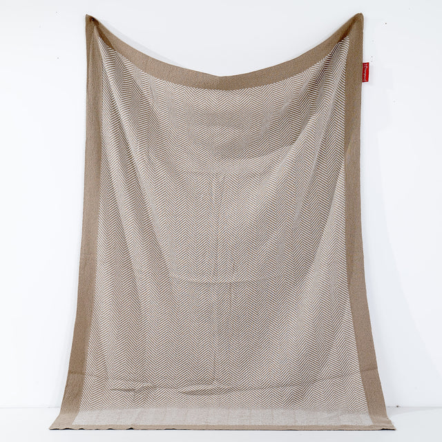 Plaid / Tæppe - Strikket Sildebensmønster Sten 01