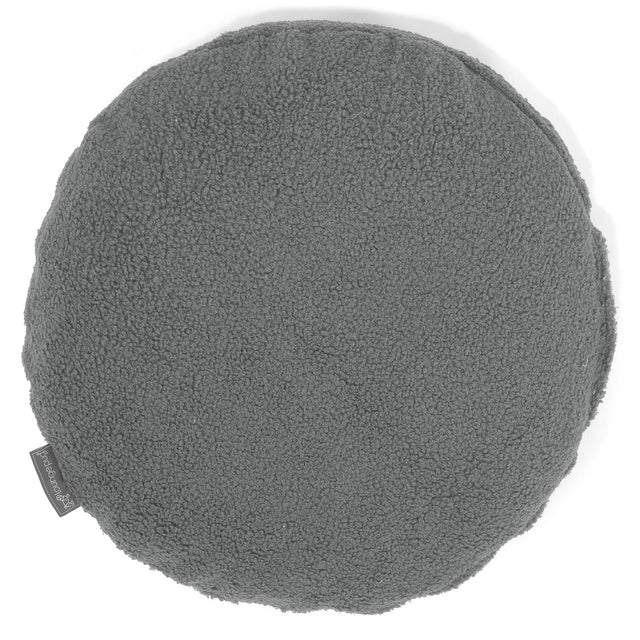 Rund Pudebetræk 50cm - Boucle Grå 01