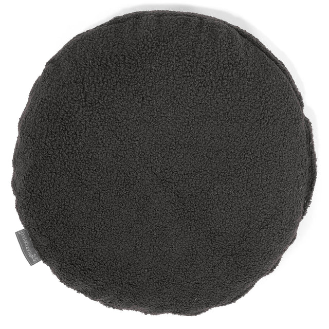 Rund Pudebetræk 50cm - Boucle Grafit Grå 01