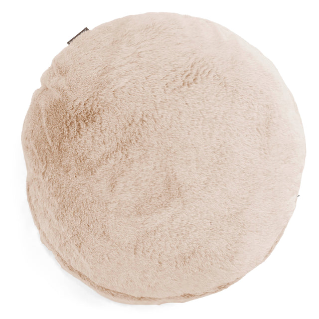 Rund Pudebetræk 50cm - Imiteret Kaninpels Hvid 01