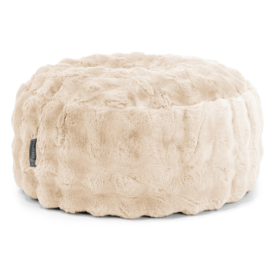 Rund Puf-Imiteret Pels Bubble Cremefarvet 01