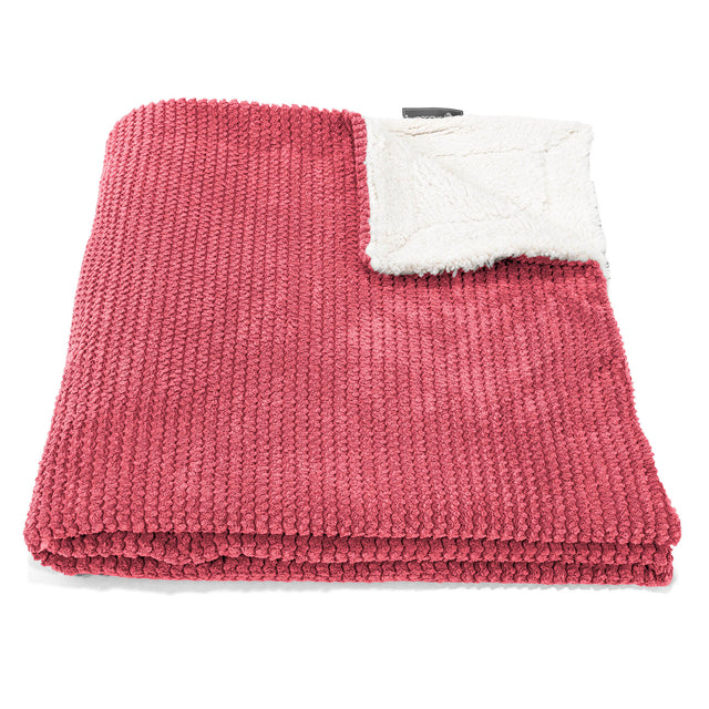 Sherpa Tæppe - Pom Pom Pastelrød 02