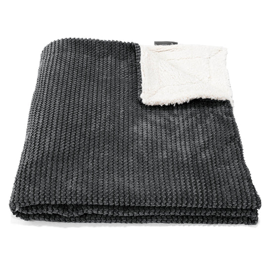 Sherpa Tæppe - Pom Pom Sort 02