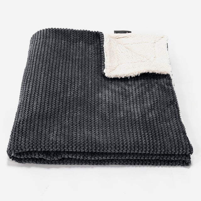 Sherpa Tæppe - Pom Pom Sort 02