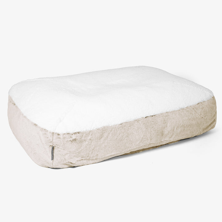 Sloucher Hundeseng Stor - Imiteret Kaninpels Gyldenbrun 01