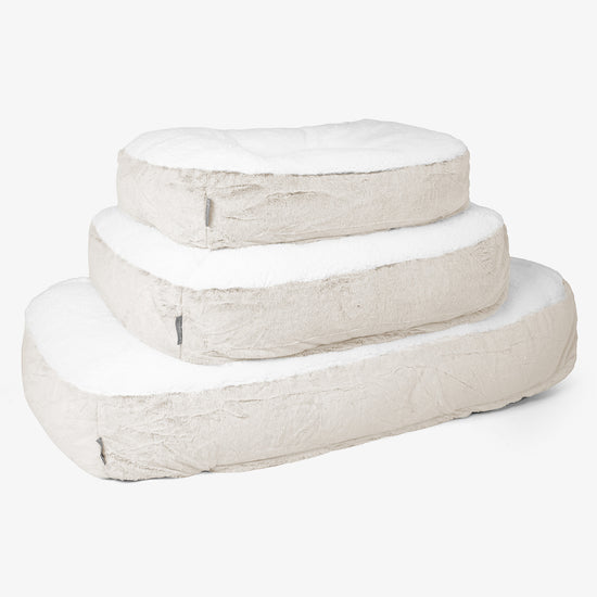 Sloucher Hundeseng Stor - Imiteret Kaninpels Hvid 02