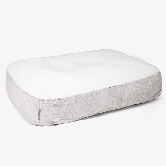 Sloucher Hundeseng Stor - Imiteret Kaninpels Lysegrå 01