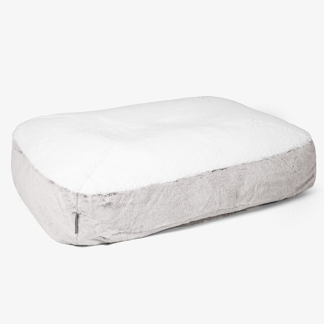 Sloucher Hundeseng Stor - Imiteret Kaninpels Lysegrå 01