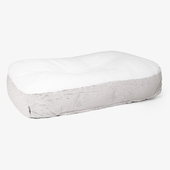 Sloucher Hundeseng XL - Imiteret Kaninpels Lysegrå 01