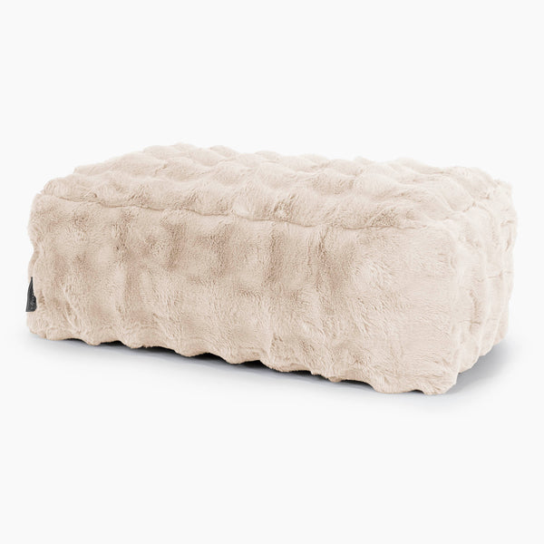 Stor Fodskammel-Imiteret Pels Bubble Cremefarvet 01