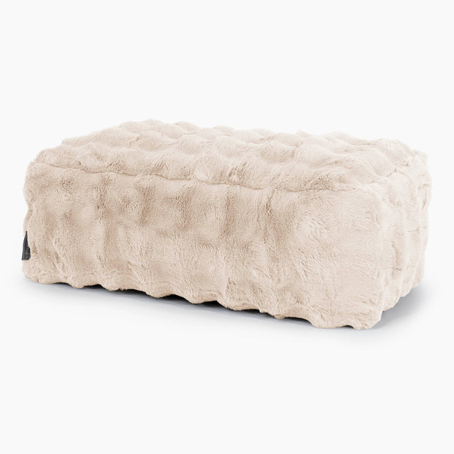 Stor Fodskammel-Imiteret Pels Bubble Cremefarvet 01