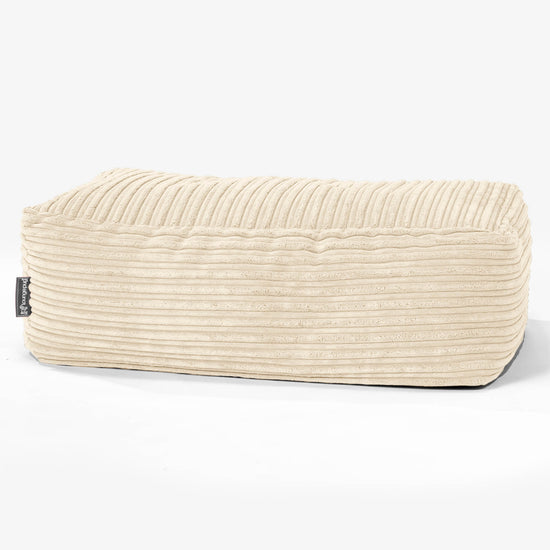 Stor Fodskammel - Klassisk Jernbanefløjl Cremefarvet 01